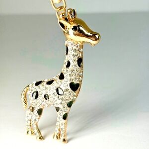 Boutique Unisex 6" Gold Giraffe Bag Charm Keychain Rhinestone Sparkle Crystal